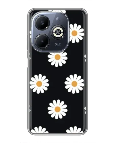 Чехол для Infinix Smart 8 Plus с картинкой «Ромашки на черном»