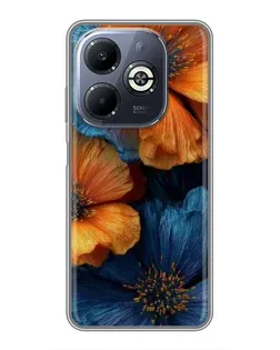Чохол для Infinix Smart 8 Plus з картинкою «Яскрава синьо-помаранчева флора»