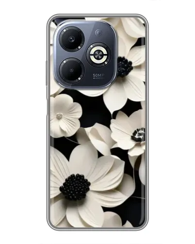 Чехол для Infinix Smart 8 Plus с картинкой «Объемные белые цветы»