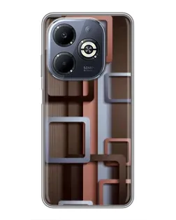 Чохол для Infinix Smart 8 Plus з картинкою «Коричневі об'ємні квадрати»