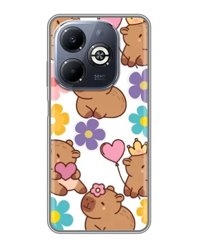 Чохол для Infinix Smart 8 Plus з картинкою «Квітковий паттерн капібар» Чохол для Infinix Smart 8 Plus з картинкою «Квітковий паттерн капібар»
