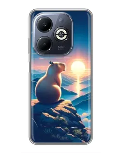 Чохол для Infinix Smart 8 Plus з картинкою «Захід сонця з капібарою»