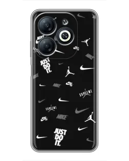 Чехол для Infinix Smart 8 с картинкой «Nike Black Pattern»