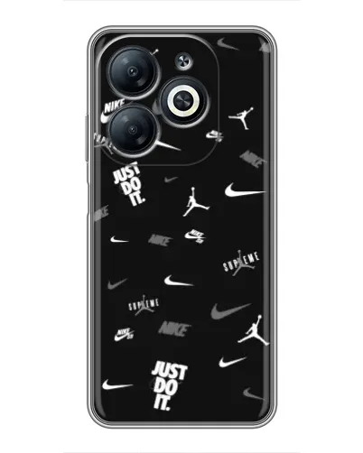 Чехол для Infinix Smart 8 с картинкой «Nike Black Pattern» Чехол для Infinix Smart 8 с картинкой «Nike Black Pattern»