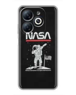 Чехол для Infinix Smart 8 с картинкой «NASA — шагаем по Луне»