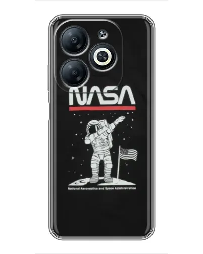 Чехол для Infinix Smart 8 с картинкой «NASA — шагаем по Луне»