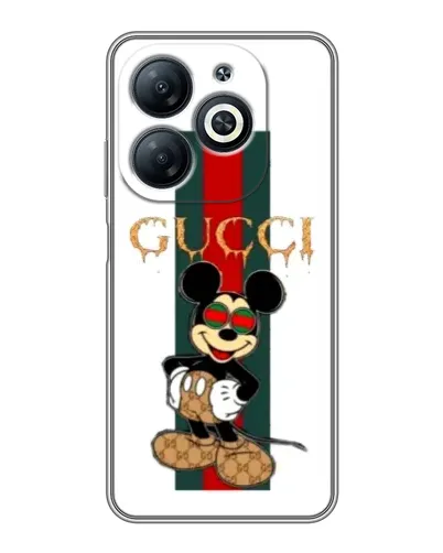 Чохол для Infinix Smart 8 з картинкою «Міккі Маус Gucci — смуги»