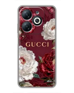 Чехол для Infinix Smart 8 с картинкой «Gucci — бордовые розы»