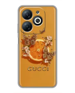 Чехол для Infinix Smart 8 с картинкой «Gucci — золотые бабочки»
