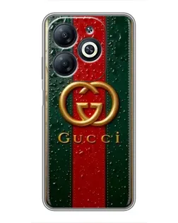 Чехол для Infinix Smart 8 с картинкой «Gucci — фирменная полоса и золото»