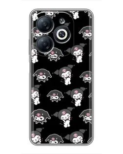 Чехол для Infinix Smart 8 с картинкой «Черный паттерн Kuromi»