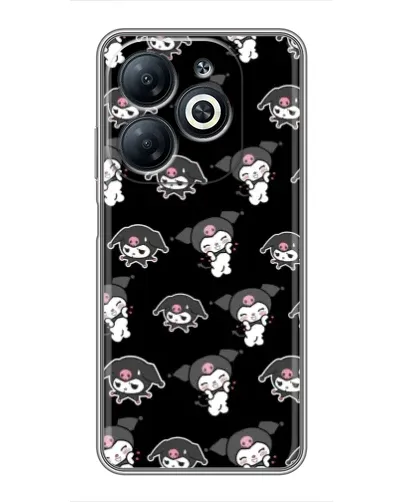 Чехол для Infinix Smart 8 с картинкой «Черный паттерн Kuromi»