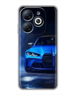 Чехол для Infinix Smart 8 с картинкой «Голубая BMW M4»