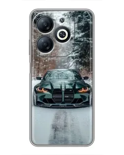 Чехол для Infinix Smart 8 с картинкой «BMW в зимнем лесу»