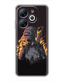 Чехол для Infinix Smart 8 с картинкой «PUBG — огненный силуэт»