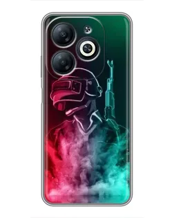 Чехол для Infinix Smart 8 с картинкой «PUBG — огненный воин»