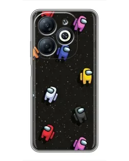 Чохол для Infinix Smart 8 з картинкою «Космічний патерн Among Us»