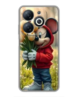 Чехол для Infinix Smart 8 с картинкой «Микки с тюльпанами»
