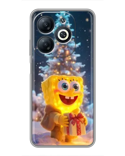 Чохол для Infinix Smart 8 з картинкою «Різдвяний Спанч Боб»