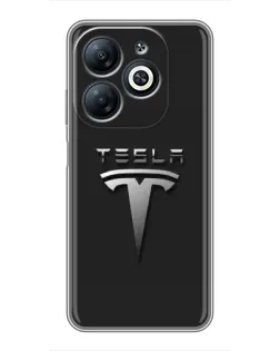 Чехол для Infinix Smart 8 с картинкой «Стальной логотип Tesla»