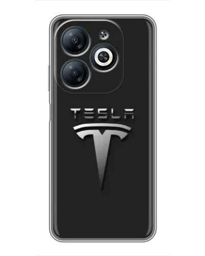 Чехол для Infinix Smart 8 с картинкой «Стальной логотип Tesla»