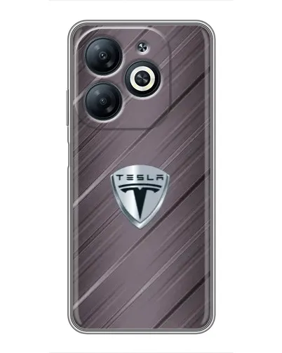 Чехол для Infinix Smart 8 с картинкой «Металлическая текстура Tesla»