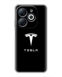 Чехол для Infinix Smart 8 с картинкой «Tesla White Logo»