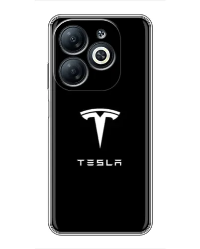Чехол для Infinix Smart 8 с картинкой «Tesla White Logo»