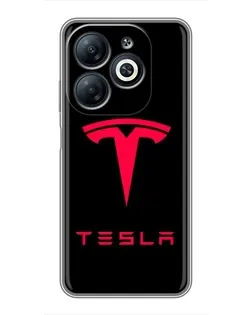 Чехол для Infinix Smart 8 с картинкой «Tesla Red Logo»