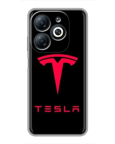 Чехол для Infinix Smart 8 с картинкой «Tesla Red Logo»