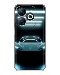 Чехол для Infinix Smart 8 с картинкой «Tesla в неоне»