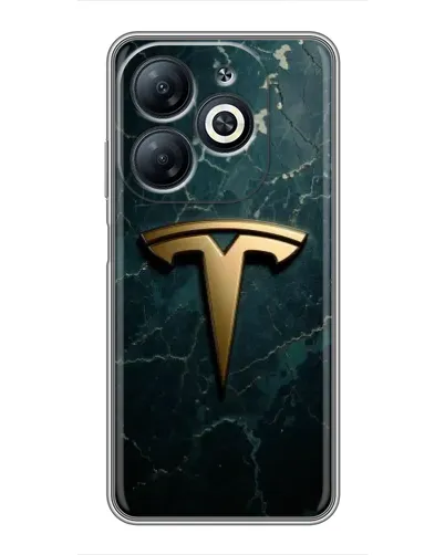 Чехол для Infinix Smart 8 с картинкой «Мраморная Tesla Gold»