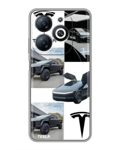 Чехол для Infinix Smart 8 с картинкой «Коллаж Cybertruck Tesla»