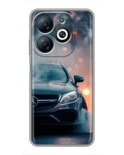Чехол для Infinix Smart 8 с картинкой «Mercedes — ночной город»