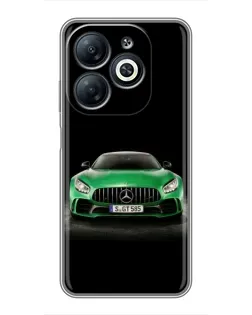 Чехол для Infinix Smart 8 с картинкой «Mercedes — неоновый лого»