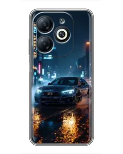 Чехол для Infinix Smart 8 с картинкой «Ночной город и Audi»