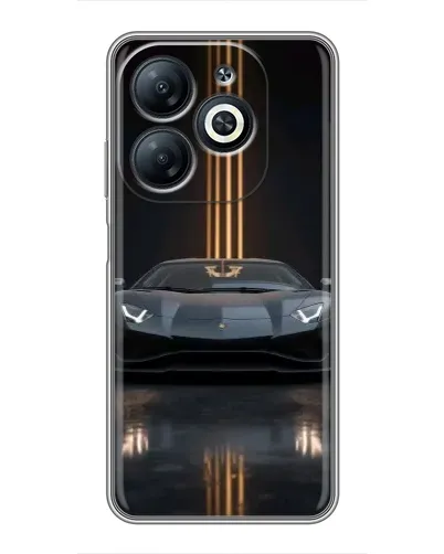 Чехол для Infinix Smart 8 с картинкой «Lamborghini золотые линии»
