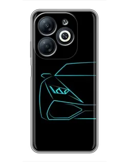 Чохол для Infinix Smart 8 з картинкою «Блакитний силует Lamborghini» Чохол для Infinix Smart 8 з картинкою «Блакитний силует Lamborghini»