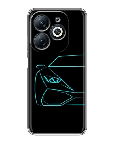 Чехол для Infinix Smart 8 с картинкой «Голубой силуэт Lamborghini»