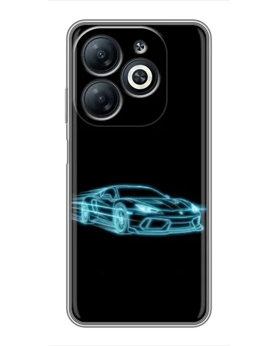 Чехол для Infinix Smart 8 с картинкой «Неоновый контур Lamborghini»