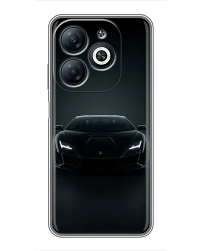 Чехол для Infinix Smart 8 с картинкой «Черный Lamborghini Aventador»
