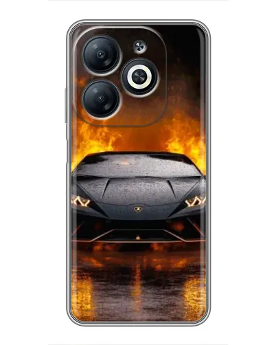 Чехол для Infinix Smart 8 с картинкой «Lamborghini в огне»