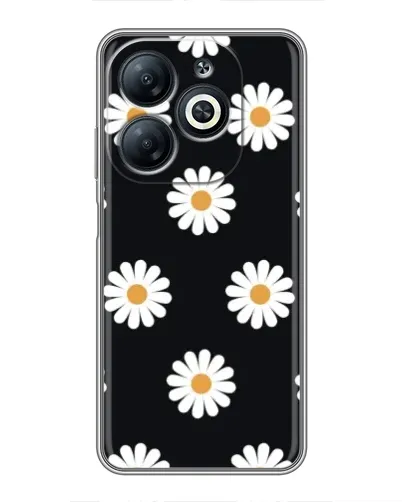 Чехол для Infinix Smart 8 с картинкой «Ромашки на черном»