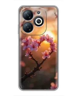 Чохол для Infinix Smart 8 з картинкою «Рожевий цвіт сердечко на тлі заходу» Чохол для Infinix Smart 8 з картинкою «Рожевий цвіт сердечко на тлі заходу»