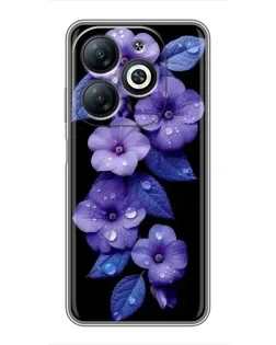 Чехол для Infinix Smart 8 с картинкой «Фиолетовые цветы с росою»
