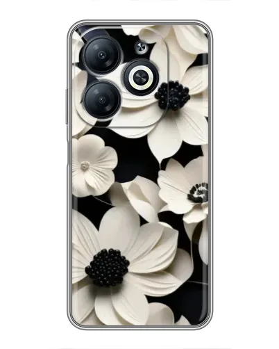 Чехол для Infinix Smart 8 с картинкой «Объемные белые цветы»