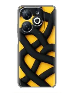 Чехол для Infinix Smart 8 с картинкой «Черное желтое переплетение»