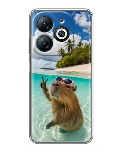 Чехол для Infinix Smart 8 с картинкой «Капибара на море»