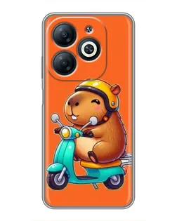 Чехол для Infinix Smart 8 с картинкой «Капибара на скутере»