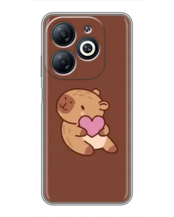 Чехол для Infinix Smart 8 с картинкой «Капибара с сердцем»